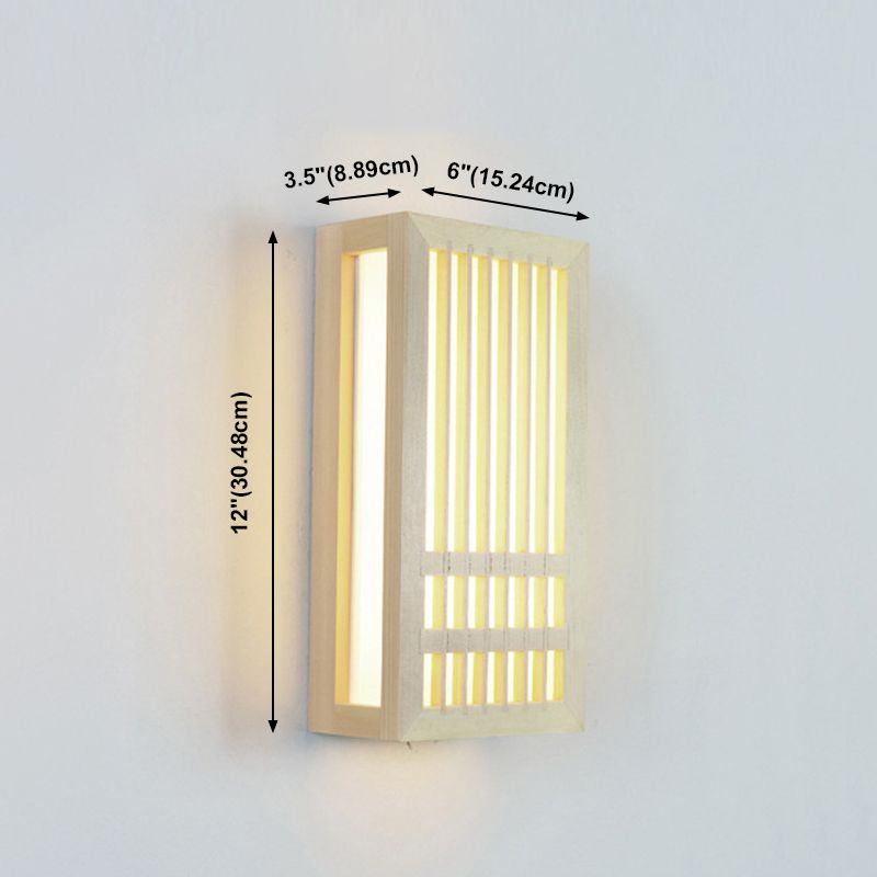 Luces de apliques de pared rectangular de estilo contemporáneo madera 1 lámpara de luz
