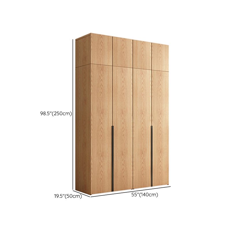 Contemporary Freestanding Natural Wardrobe Oak Solid Wood Wardrobe with Shelves