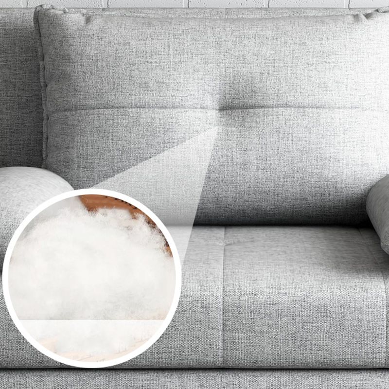 Storage Futon in Gray Modern Fabric Futon And Mattress with Pillows