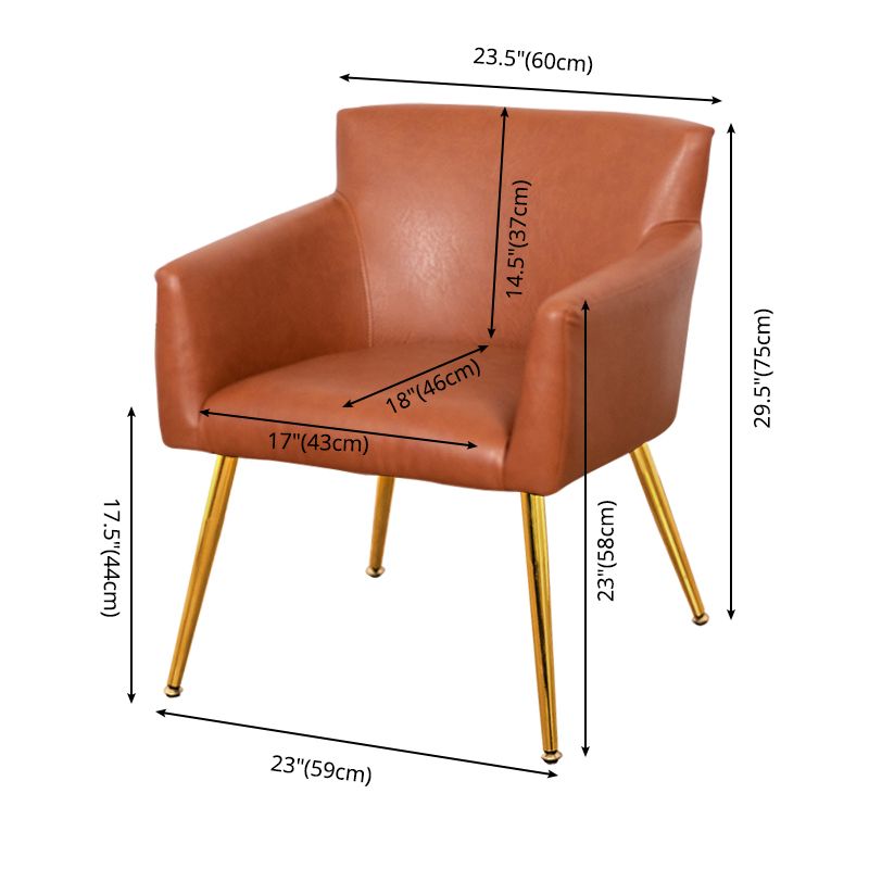 Chaise de salle à manger contemporaine en métal, fauteuil de salle à manger simple en faux cuir