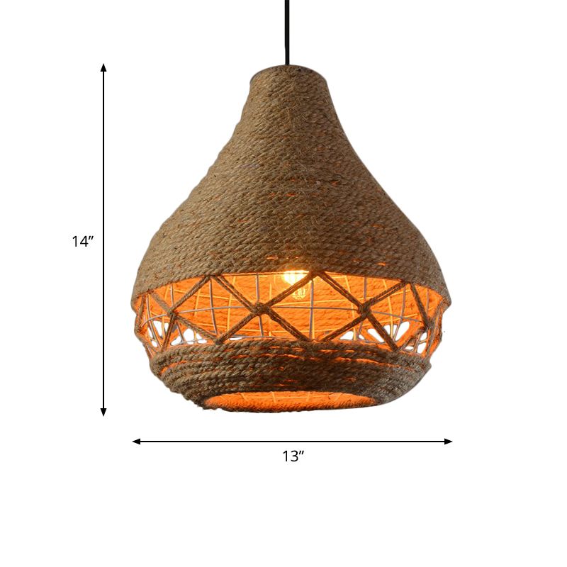 Teardrop-Seil hängend leichte Landschaft 1 Bulb Restaurant Decke Anhängerlampe in Beige