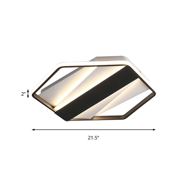 Plafonnier encastré rectangulaire et hexagonal, plafonnier LED moderne en acrylique noir pour hôtel