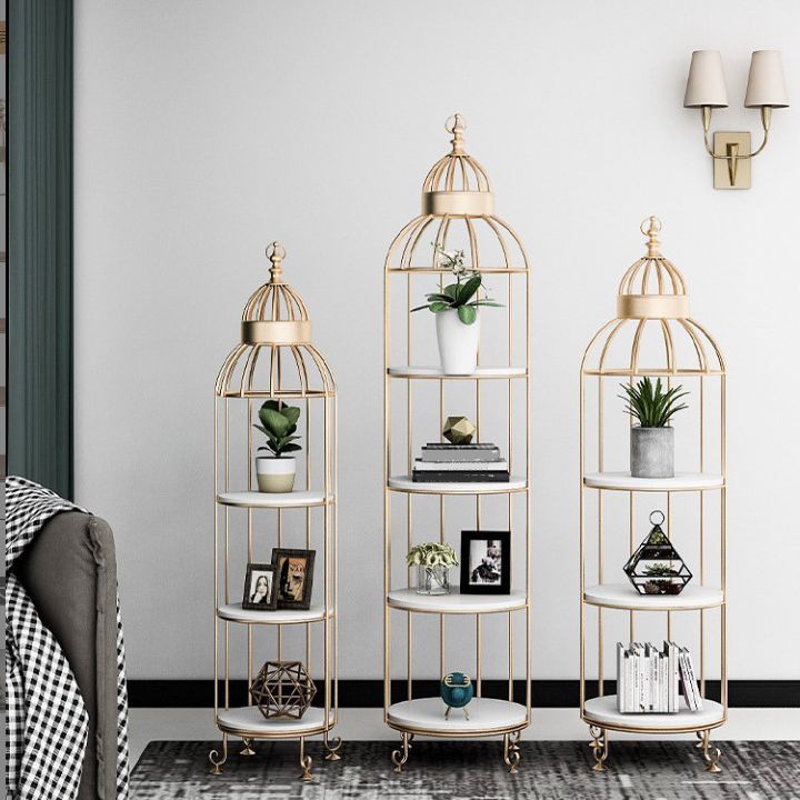 Modern Indoor Geometric Bookshelf Metal Frame Manufactured Wood Shelf Bookcase