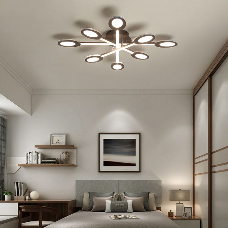 Starburst Semi Flush Minimalism Acrylic 31.5"/45" Wide LED Brown Close to Ceiling Lighting in Warm/White Light