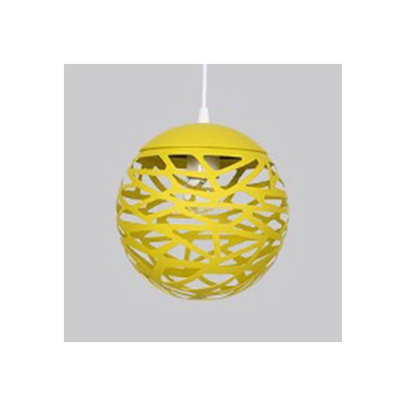 Kid Bedroom Hollow Orb Pendant Lamp Metal 1 Head Modern Candy Colored Hanging Light