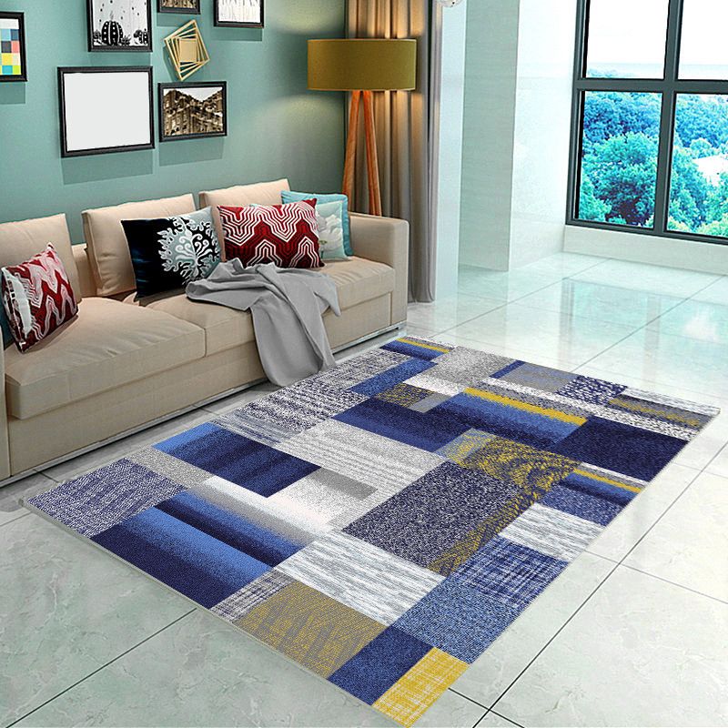 Novel Sketch Effect Geometric Rug Multi-Color Modern Carpet Polyester Stain Resistant Pet Friendly Anti-Slip Rug for Room