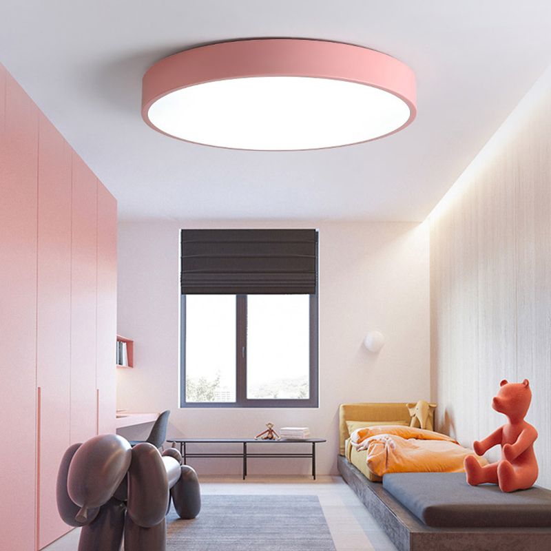 Drum Flush Mount Fixture Simplicity Metal 1 Light Flush Light