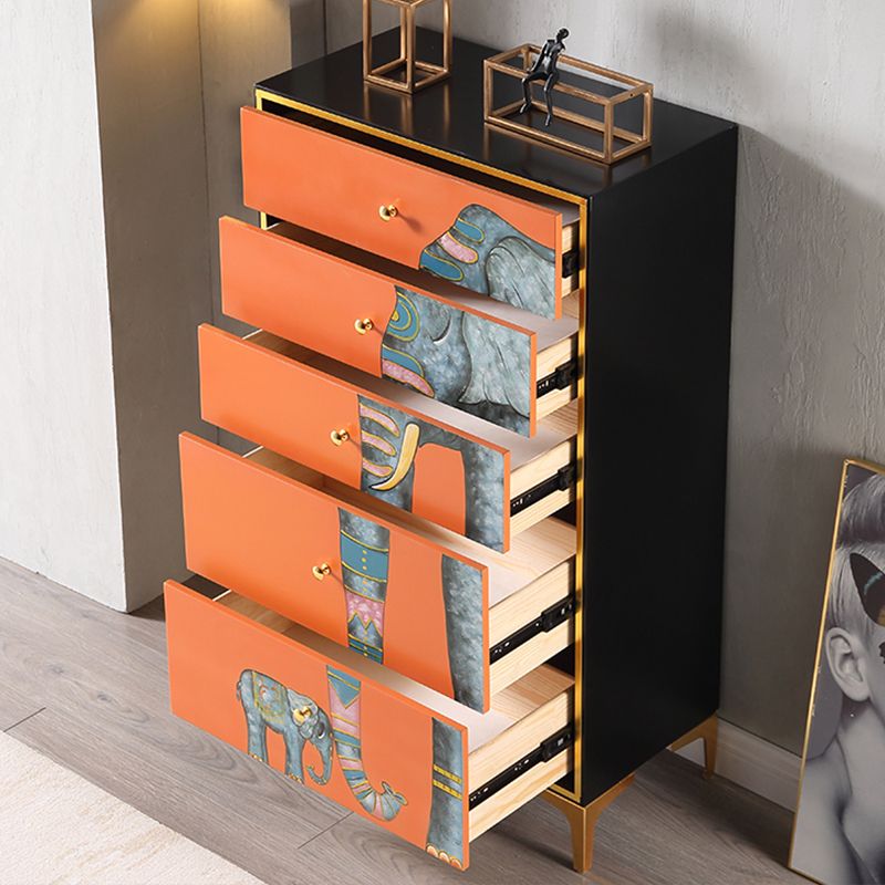 Classic Glam Vertical Lingerie Chest Wood Storage Chest with Drawers for Bedroom