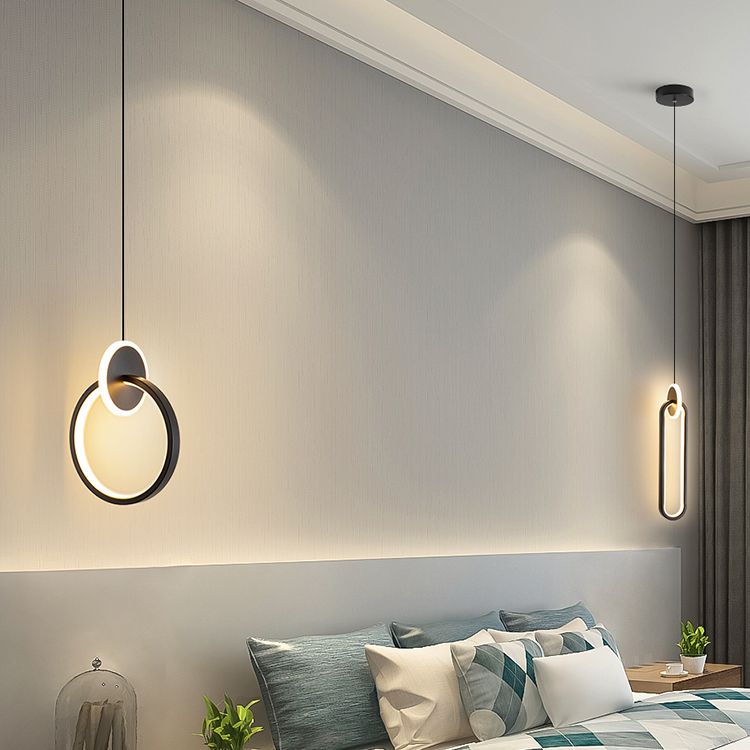 Eigentijdse stijl geometrie vorm hanglampen metalen hangende lampen in zwart