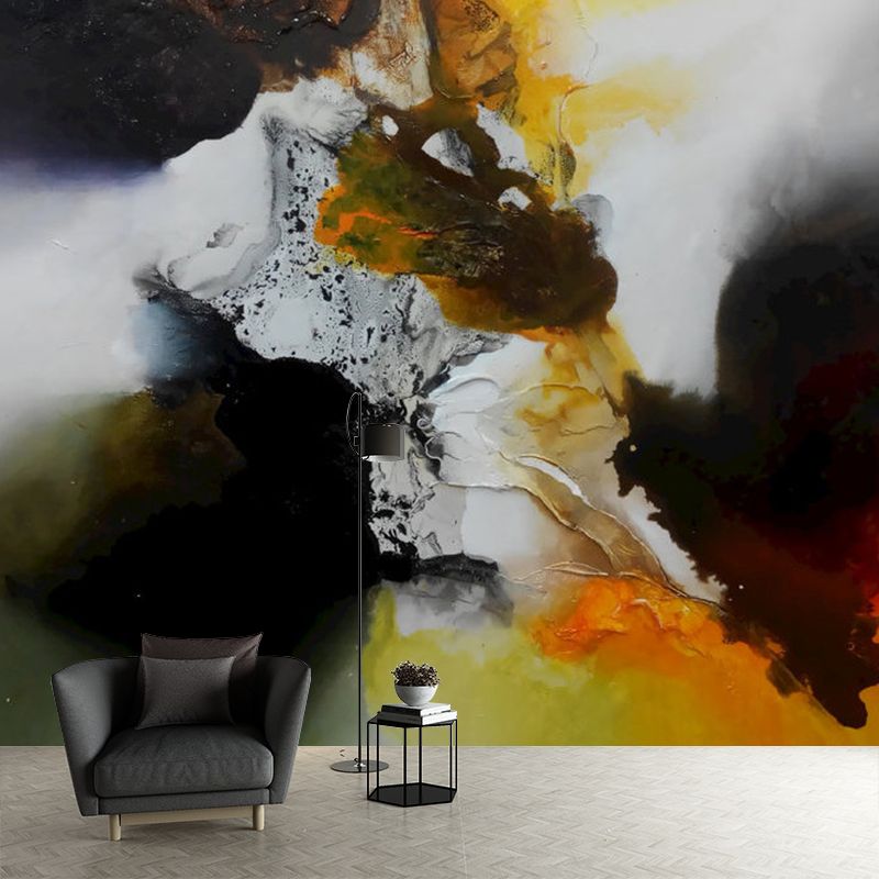 Illustration Abstract Mural Wallpaper for Home Gallery, Orange-Yellow, Customized Size