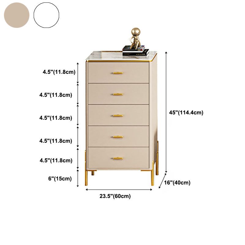 Glam Vertical Storage Chest Bedroom Stone Chest with Drawers