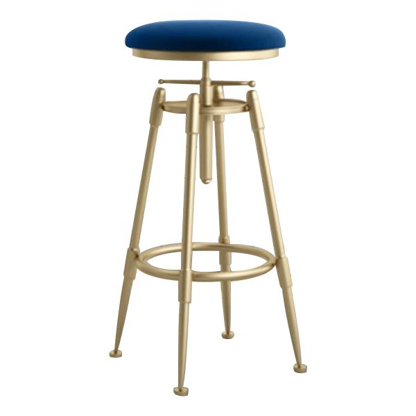 Glam Rotatable Liftable Counter Stool Iron Cafe Bar Stool with Cushion and Pedal