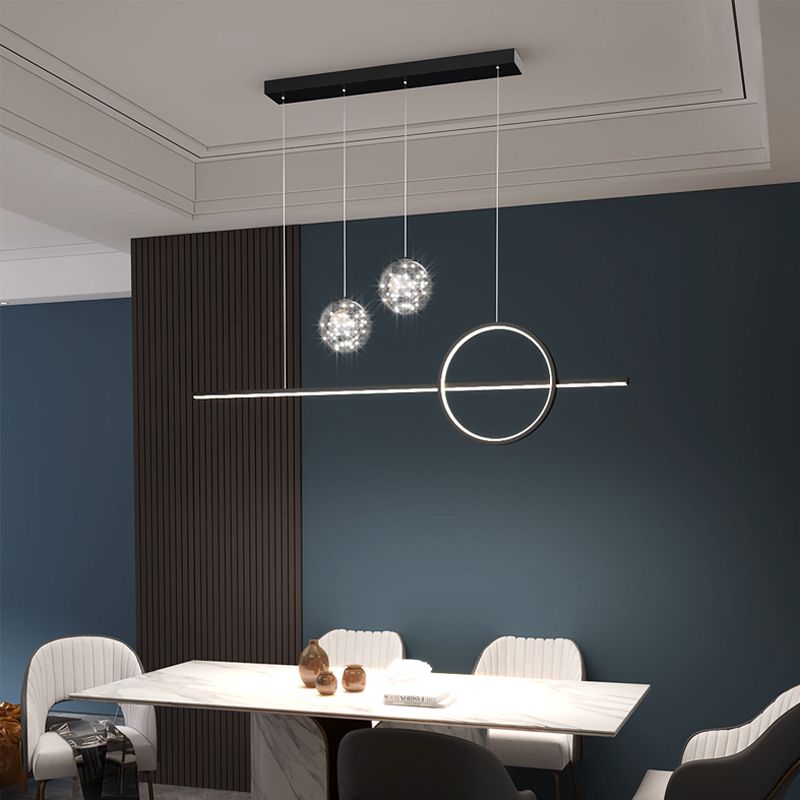 4 Lights de la isla de luz ligera Luces de la isla de vidrio contemporánea en negro