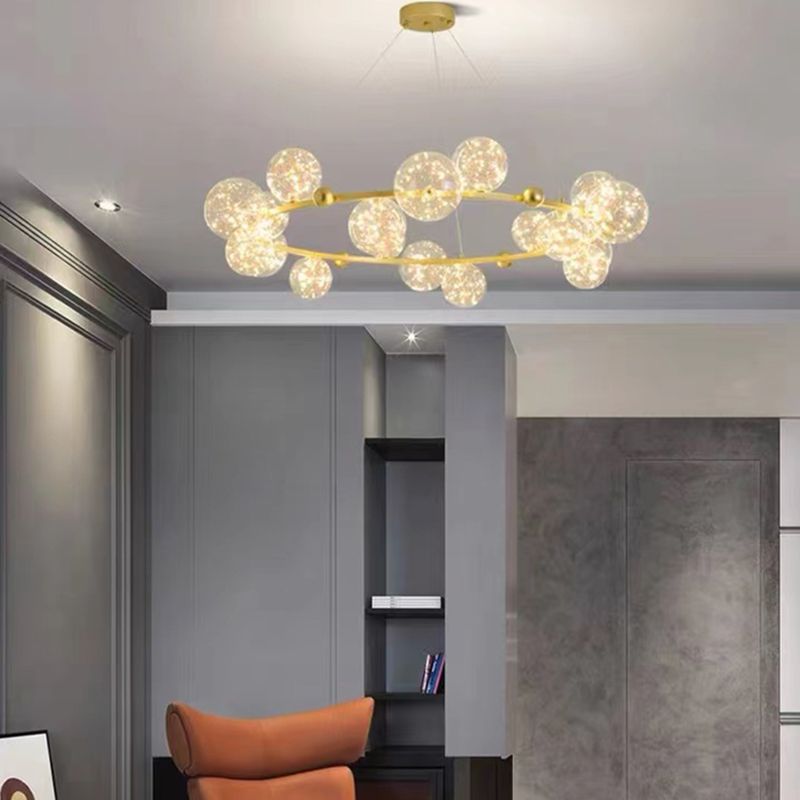 Multi Lights Ball Pendant Chandelier Modern Style Glass Hanging Lamps