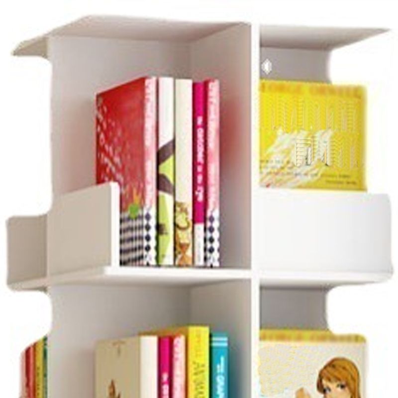 Modern Manufactured Wood Bookcase White Closed Bookshelf for Living Room