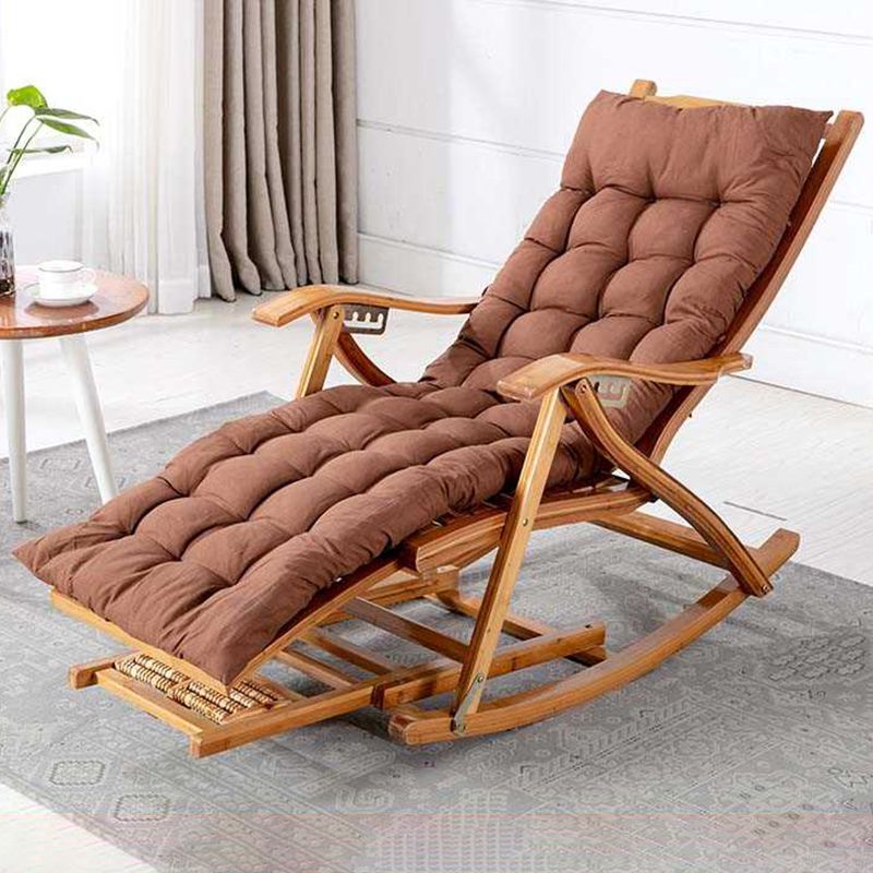 Brown Modern Rocker Chair Wood Reclining Rocking Chair with Tufted