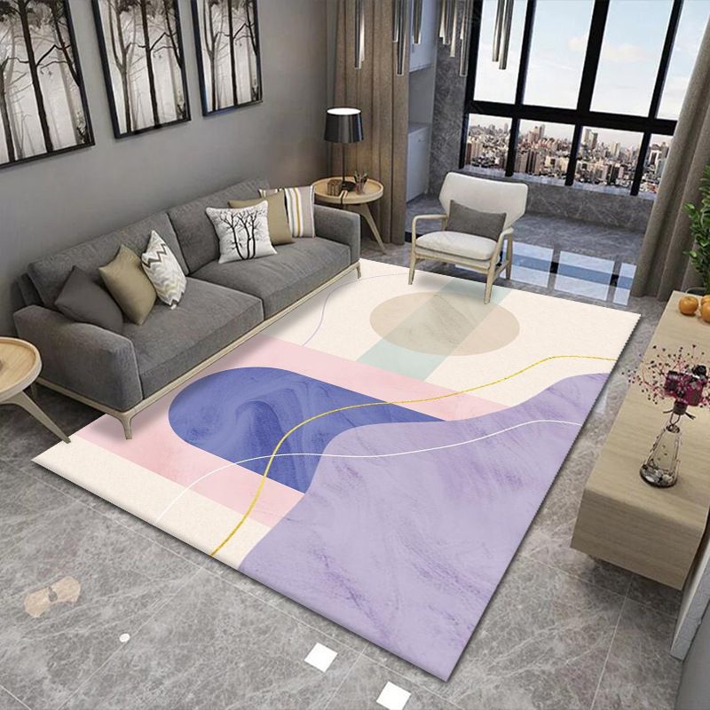 Nordic Purple Carpet Contrast Color Carpet Washable Carpet for Drawing Room