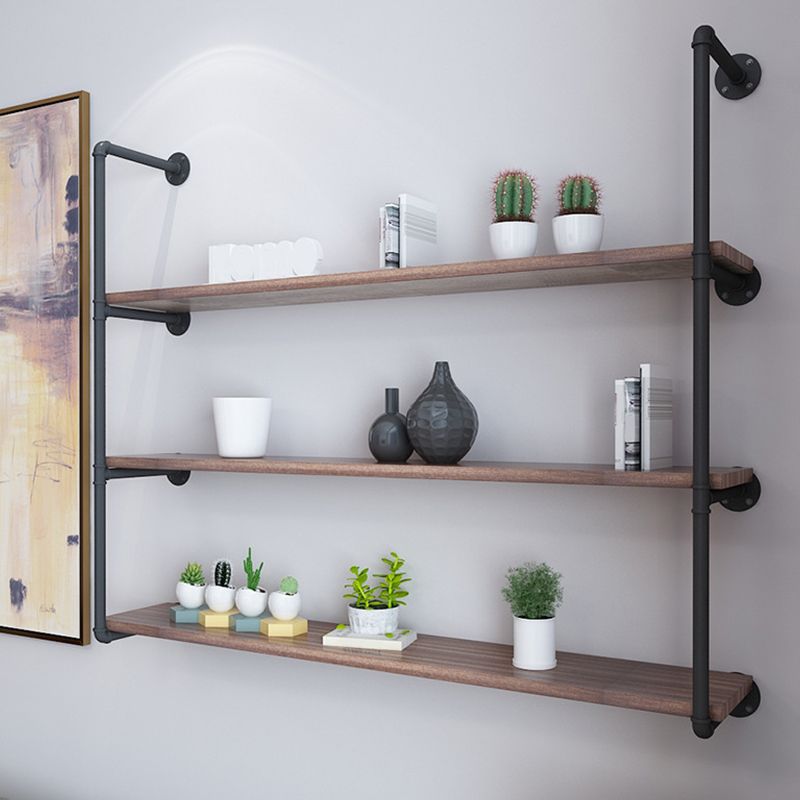 Industrial Closed Back Bookshelf Floating Wooden Natural Bookcase
