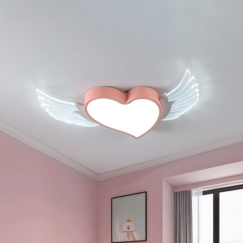 Loving Heart e Wing Flushmount Nordic Metallic LED Rosa Soffitto Montato Illuminazione