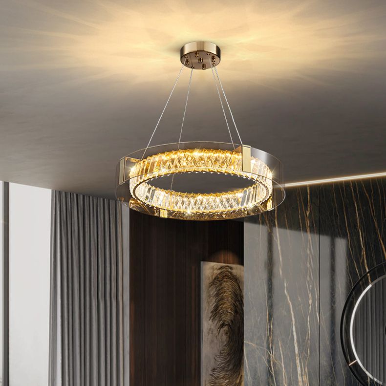Luce a ciondolo a LED a LED CRYSTALE in lampadario moderno in acciaio inossidabile in stile lusso per camera da letto