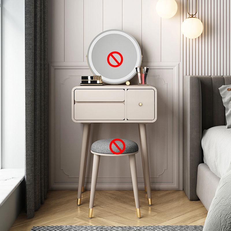 Modern Makeup Vanity Desk Table with Drawer in White/Pink for Bedroom