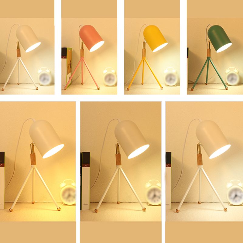 Macaron Tripod Table Light Metallic 1 Bulb Dorm Room Reading Book Lamp with Dome Shade