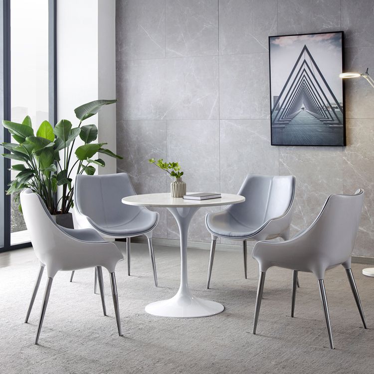 Silla de comedor estilo moderno Sillas auxiliares con brazo de cocina y patas de metal (juego de 2)