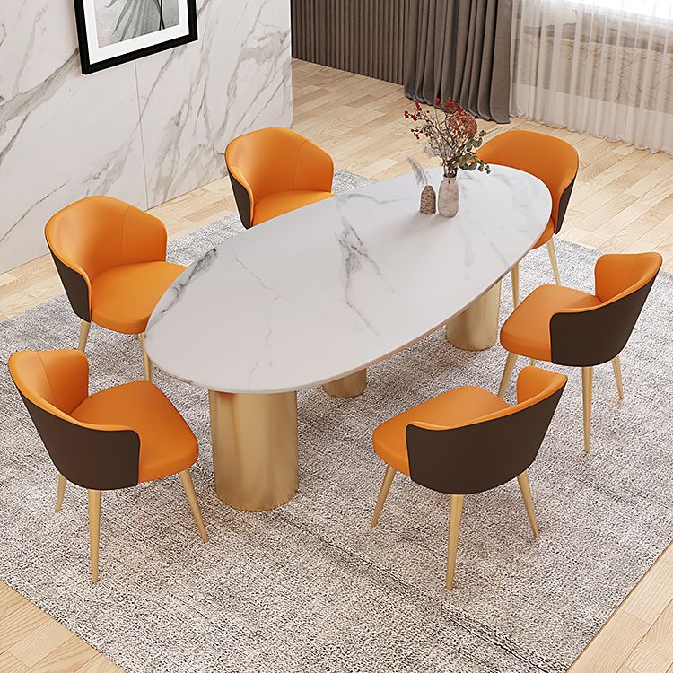 Sintered Stone Dining Table Traditional Luxury Table with Gold Frame
