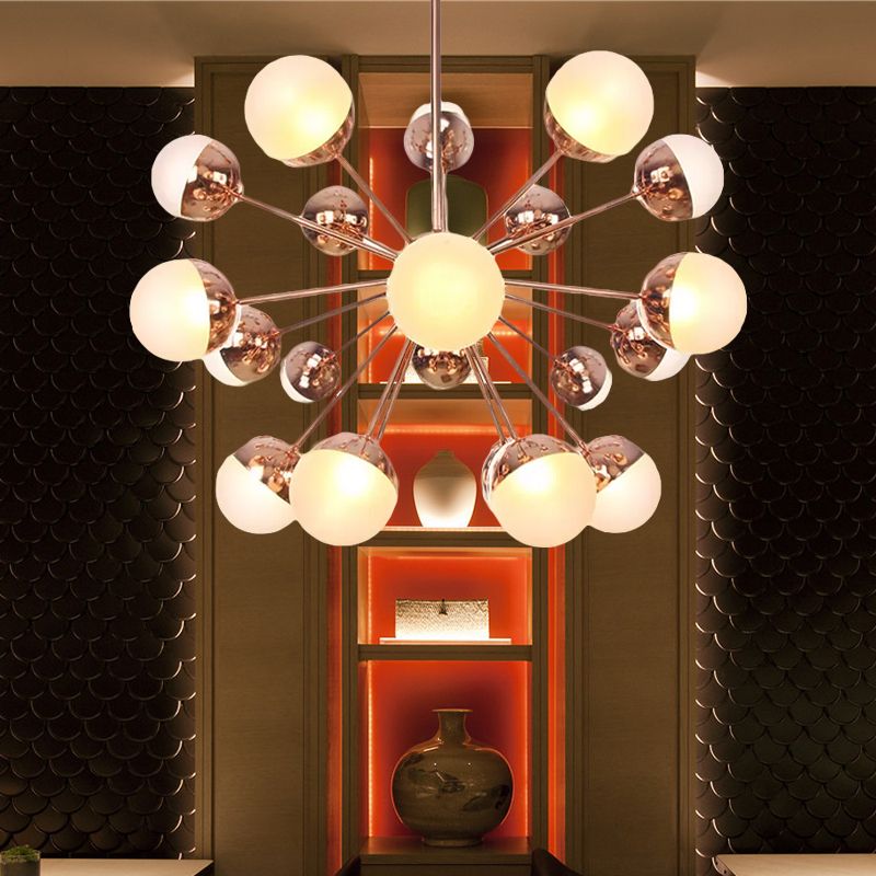 Semi-encastré Globe pour salle à manger, verre blanc/transparent/gris fumée, 9/12/15 lumières, luminaire semi-encastré contemporain en cuivre/chrome/or