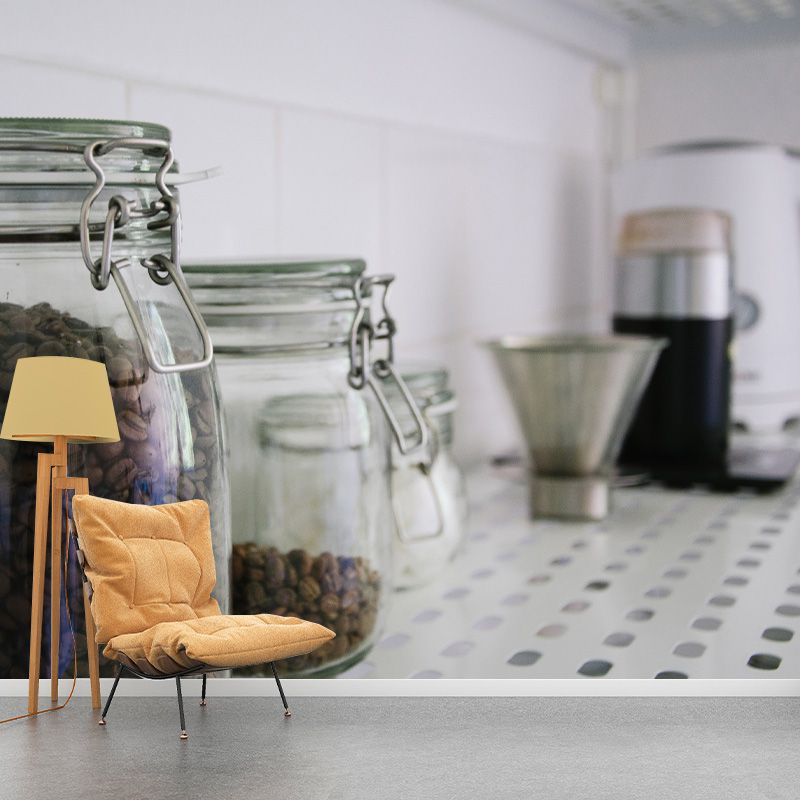 Minimalism Coffee Beans Mural Photography Horizontal Wall Covering for Coffee Shop