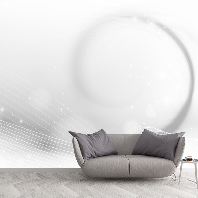 Minimalistic Swirling Patterned Mural for Bedroom Customized Wall Decor in White