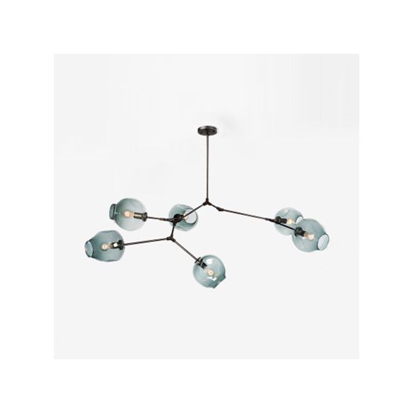 Bubble Chandelier Light Fixture with Ball Shade Modern Style Glass 5/6/7 Lights Black/Gold Finish Ceiling Lighting