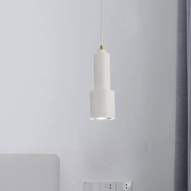 White/Green Tube Hanging Ceiling Light Marble 1-Light Nordic Suspended Pendant Lamp for Living Room