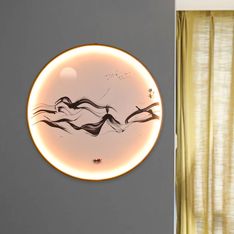 Zen/Hills Mural Wall Light Fixture Vintage Aluminum Black LED Wall Sconce Lighting for Restaurant