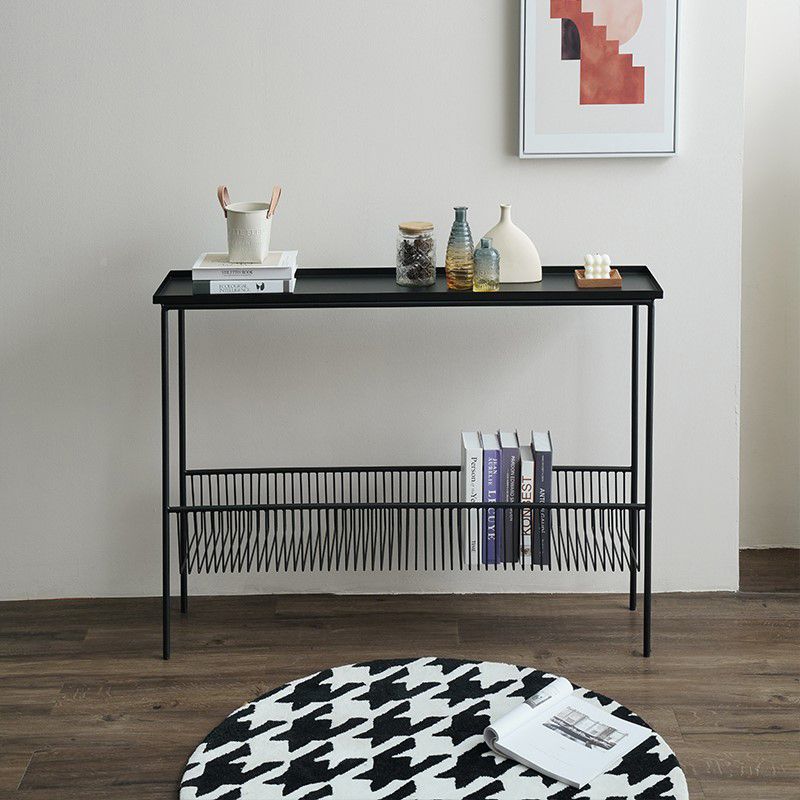 Iron Modern Accent Table 33.86-inch Tall Console Table with Shelves