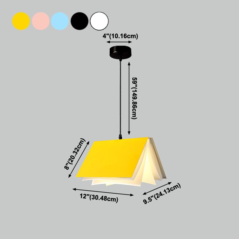 Metal Creative Pendant Light 1-Light Book Hanging Ceiling Light for Coffee Shop