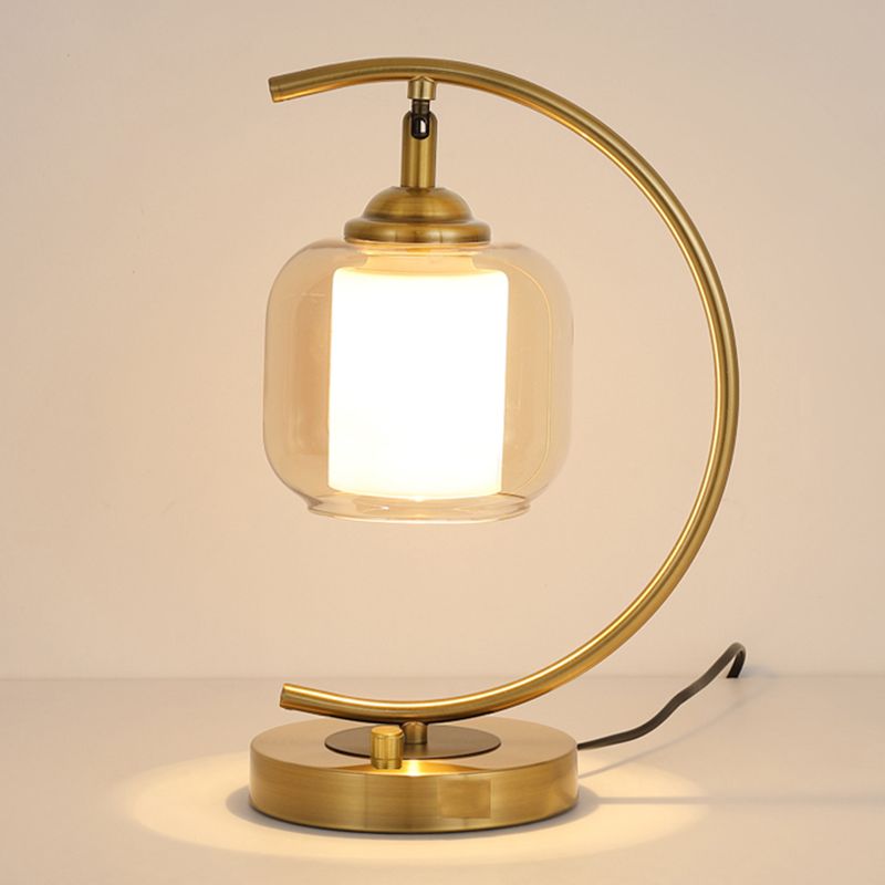 One Bulb Contemporary Table Lamp Clear Glass Bedroom Living Room Desk Lamp in Gold