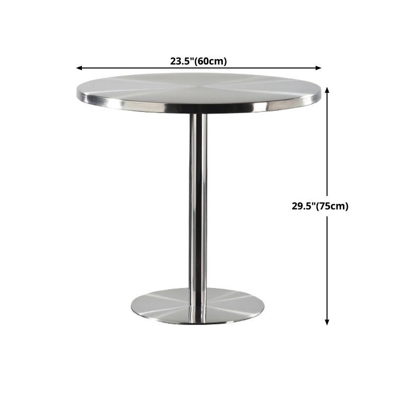 Metal Industrial Round Dining Table Steel Top Table with Pedestal Base