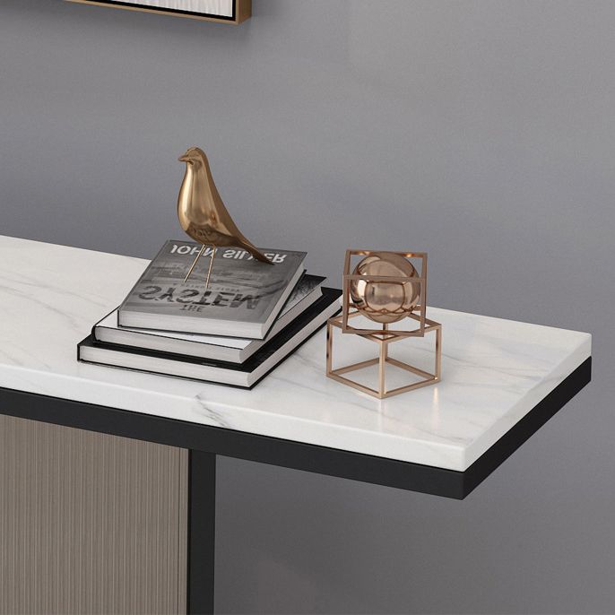 Stone Rectangle Console Table 1-Shelf 31.5" Tall Accent Table for Hall