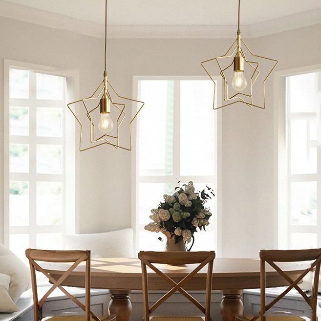 Pendre de style postmoderne en métal Forme d'étoile étoile Lumière pour café
