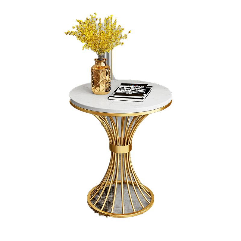 Round Minimalist Side End Table Gold Pedestal Sofa Corner Table
