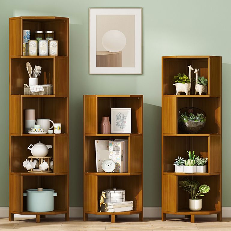 12.6"W Lacquered Accent Chest Brown Mid-Century Modern Chest with Shelves