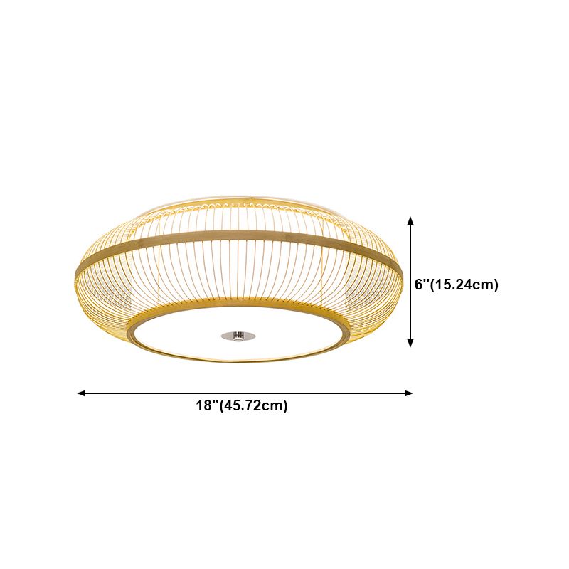 Plafonnier encastré en bambou Asia Circle, éclairage encastré pour chambre à coucher