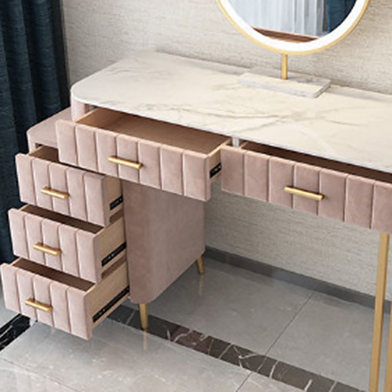 15.74" Wide Vanity Set with 5 Storage Drawers Marble Make-up Vanity