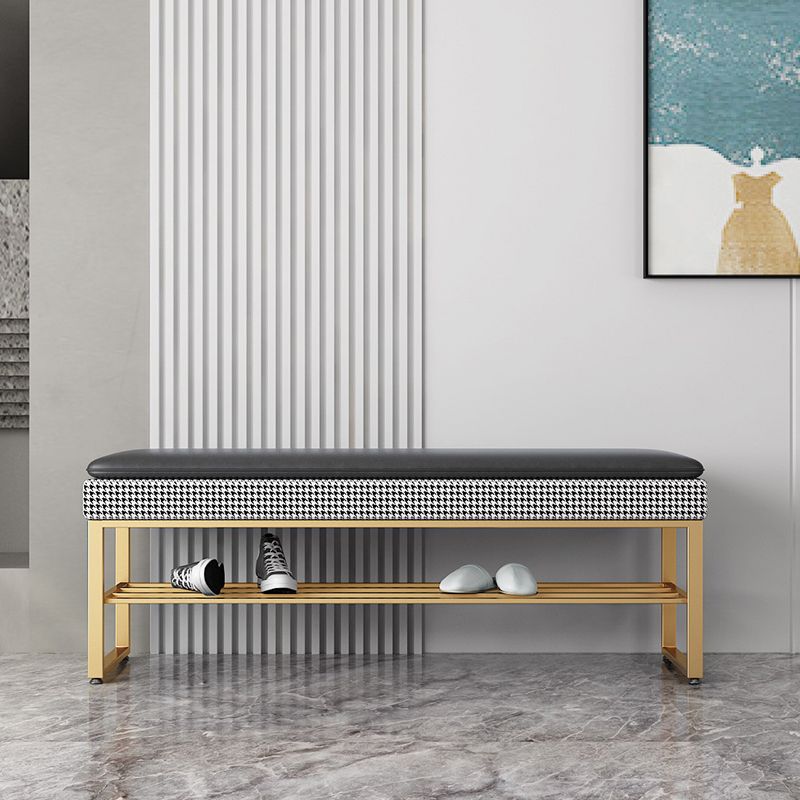 Modern Entryway Bench Cushioned Rectangle Metal Seating Bench