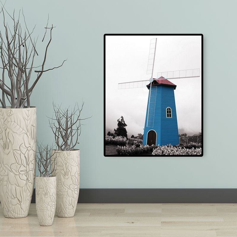 Contemporary Windmill Canvas Wall Art Bright Color Textured Wall Decor for Bedroom