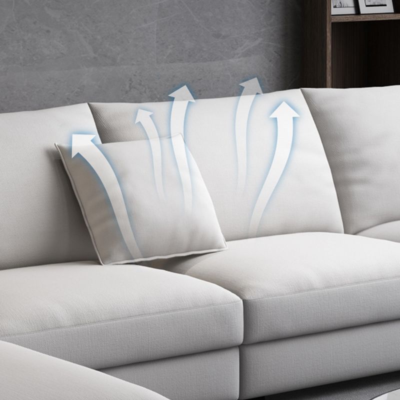 Fabric Pillow Back Sectional Sofa Square Arm Sectional in Gray