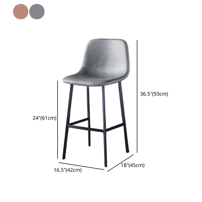 Industrial Style Low Back Bar-stool PU Leather Bar Stool with Metal Legs