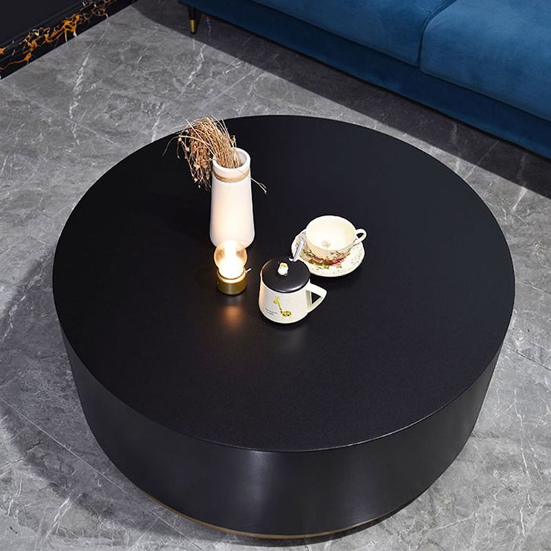 1 Single Round Coffee Table Drum Coffee Table in Black/Dark Grey