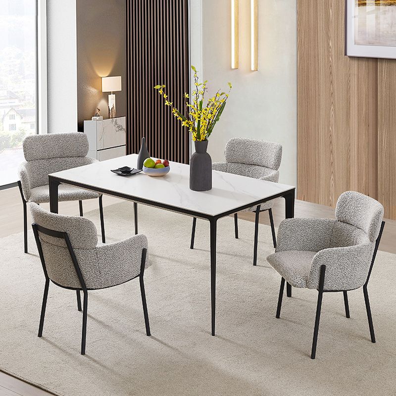 Kitchen Dining Arm Chair Contemporary Dining Chair with Black Metal Legs